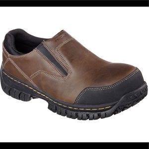 Skechers for Work Men's Hartan Steel Toe Slip-On Size 14 Brown Safety